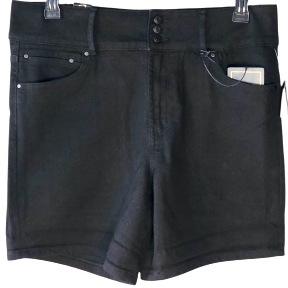 Rachel by Rachel Roy sz 2/26 black Ultra High-Rise Roll Cuff Stretch Jean Shorts